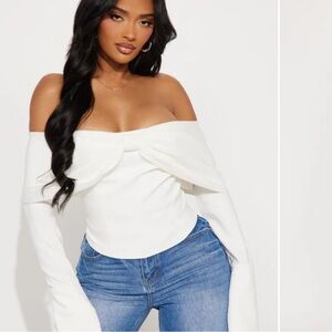 Fashion Nova Off-Shoulder White Top